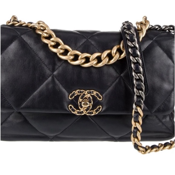 🔥🖤 CHANEL 19 Flap Bag Leather Quilted Large - Picture 6 of 8